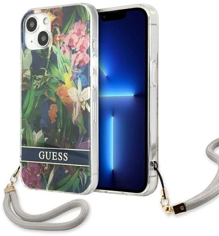 Guess GUHCP13SHFLSB Apple iPhone 13 mini 5,4" mėlynas kietas dėklas su gėlių raštu