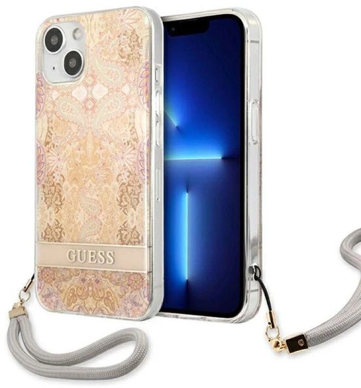 Dėklas Guess GUHCP13SHFLSD Apple iPhone 13 mini 5,4″ aukso spalvos hardcase Flower Strap