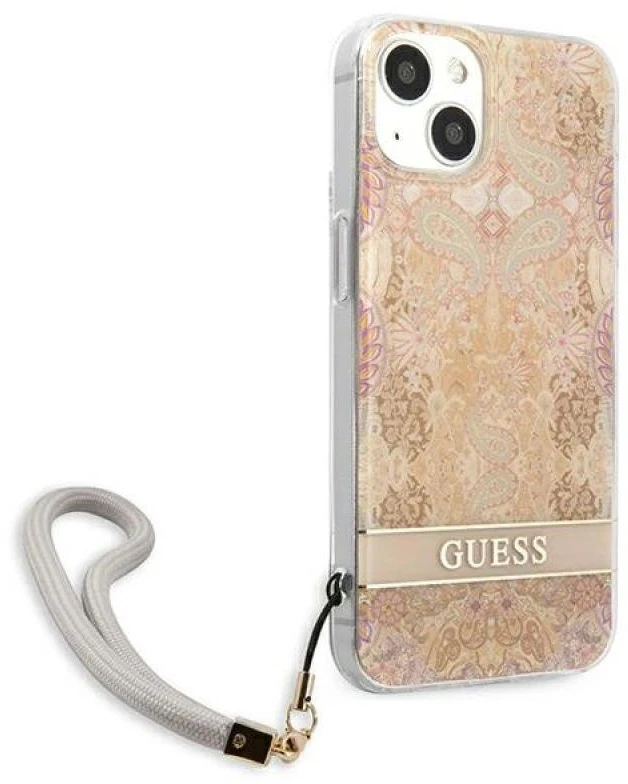 Dėklas Guess GUHCP13SHFLSD Apple iPhone 13 mini 5,4″ aukso spalvos hardcase Flower Strap