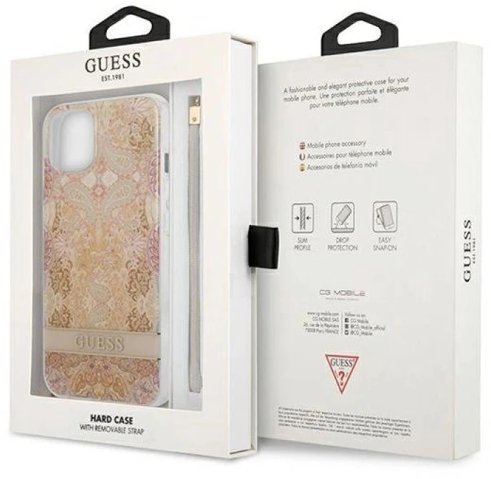 Dėklas Guess GUHCP13SHFLSD Apple iPhone 13 mini 5,4″ aukso spalvos hardcase Flower Strap