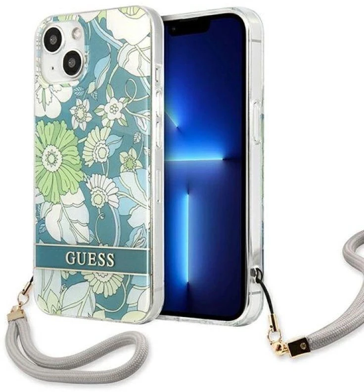 Dėklas Guess GUHCP13SHFLSN Apple iPhone 13 mini 5,4″ žalios spalvos hardcase Flower Strap