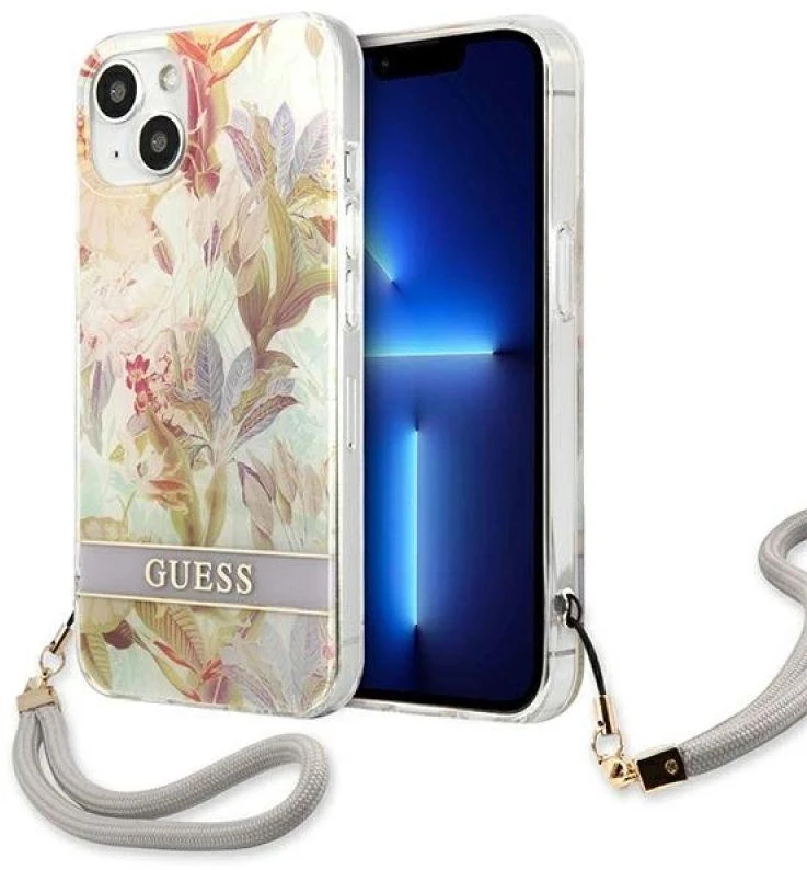 Dėklas Guess GUHCP13SHFLSU Apple iPhone 13 mini 5,4″ violetinė hardcase Flower Strap