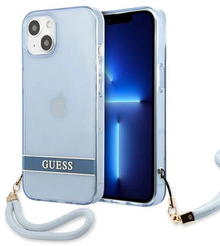 Guess GUHCP13SHTSGSB Apple iPhone 13 mini 5,4″ mėlynas kietas dėklas Translucent Stap