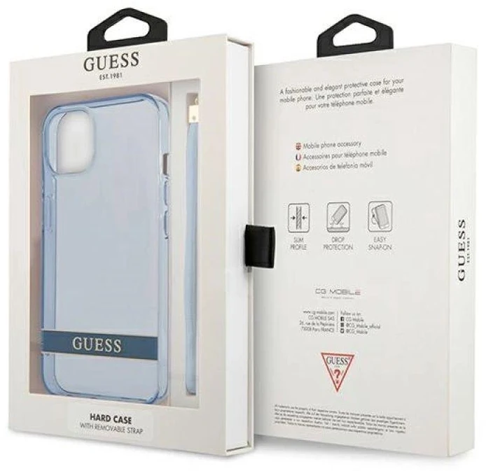 Guess GUHCP13SHTSGSB Apple iPhone 13 mini 5,4″ mėlynas kietas dėklas Translucent Stap