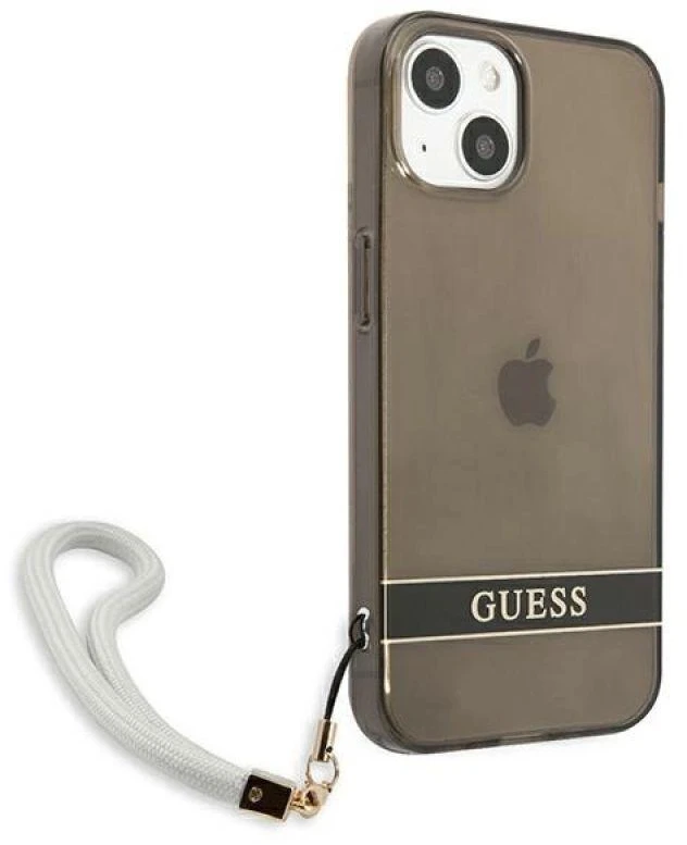 Guess GUHCP13SHTSGSK Apple iPhone 13 mini 5,4″ juodos spalvos kietas dėklas Translucent Stap