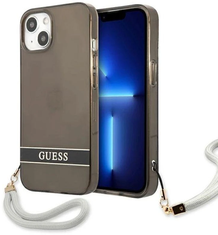 Guess GUHCP13SHTSGSK Apple iPhone 13 mini 5,4″ juodos spalvos kietas dėklas Translucent Stap