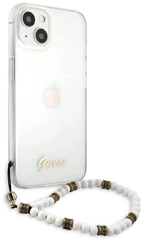 Guess GUHCP13SKPSWH iPhone 13 mini 5,4" skaidrus kietas dėklas Baltas Pearl