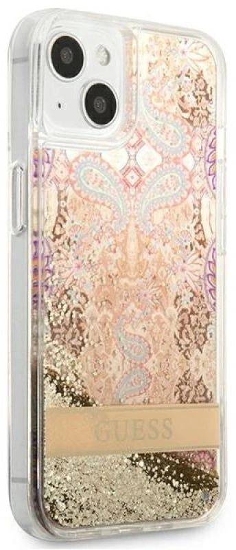 Dėklas GUESS GUHCP13SLFLSD IPHONE 13 MINI 5.4 "GOLD/GOLD HARDCASE PAISLEY LIQUID GLITTER