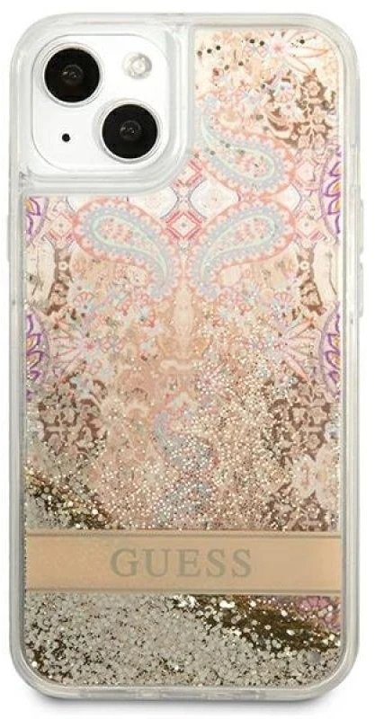 Dėklas GUESS GUHCP13SLFLSD IPHONE 13 MINI 5.4 "GOLD/GOLD HARDCASE PAISLEY LIQUID GLITTER