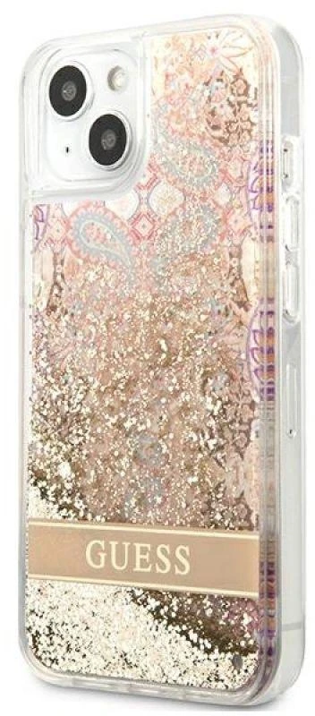 Dėklas GUESS GUHCP13SLFLSD IPHONE 13 MINI 5.4 "GOLD/GOLD HARDCASE PAISLEY LIQUID GLITTER