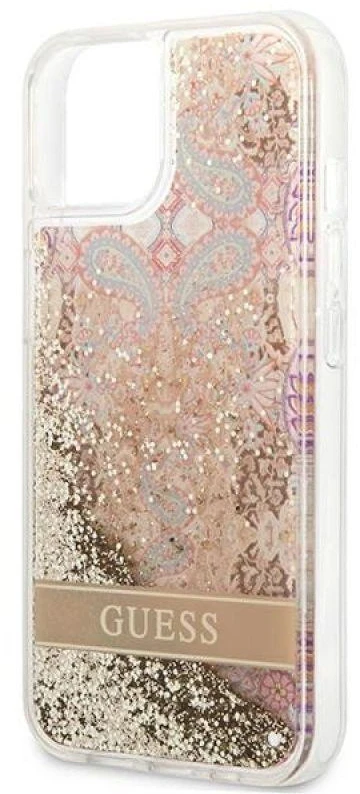 Dėklas GUESS GUHCP13SLFLSD IPHONE 13 MINI 5.4 "GOLD/GOLD HARDCASE PAISLEY LIQUID GLITTER