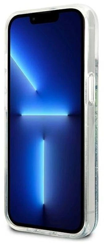 GUESS kietas gėlių dėklas, skystas blizgus GUHCP13SLFLSN galinis dangtelis, Apple, iPhone 13 mini, žalias, 5,4 colio