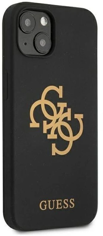Guess GUHCP13SLS4GGBK Apple iPhone 13 mini 5,4″ juodos spalvos kietas dėklas Silicone 4G Logo