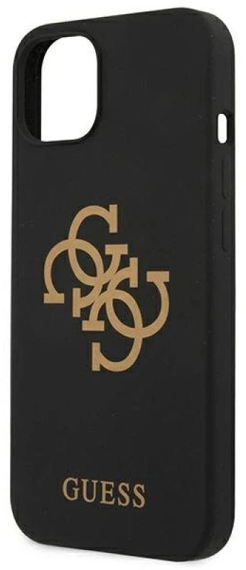 Guess GUHCP13SLS4GGBK Apple iPhone 13 mini 5,4″ juodos spalvos kietas dėklas Silicone 4G Logo