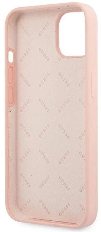 Guess GUHCP13SLS4GWPI Apple iPhone 13 mini 5,4″ rožinės spalvos kietas dėklas Silicone 4G Logo