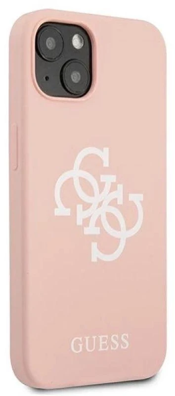Guess GUHCP13SLS4GWPI Apple iPhone 13 mini 5,4″ rožinės spalvos kietas dėklas Silicone 4G Logo
