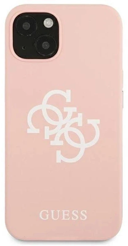 Guess GUHCP13SLS4GWPI Apple iPhone 13 mini 5,4″ rožinės spalvos kietas dėklas Silicone 4G Logo