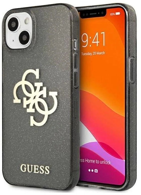 Dėklas GUESS HARDCASE 4G GUHCP13SPCUGL4GBK IPHONE 13 MINI GLITTER BIG LOGO Juodas