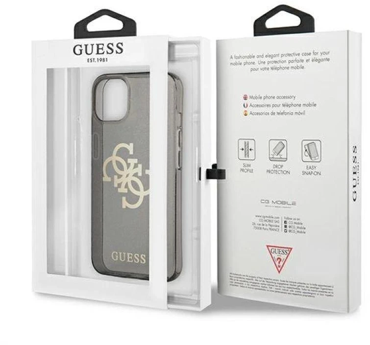 Dėklas GUESS HARDCASE 4G GUHCP13SPCUGL4GBK IPHONE 13 MINI GLITTER BIG LOGO Juodas