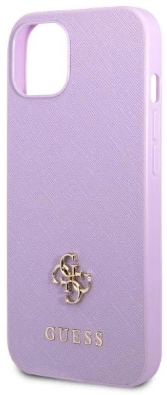 Guess GUHCP13SPS4MU iPhone 13 mini 5,4″ violetinės spalvos kietas dėklas Saffiano 4G Small Metal Logo