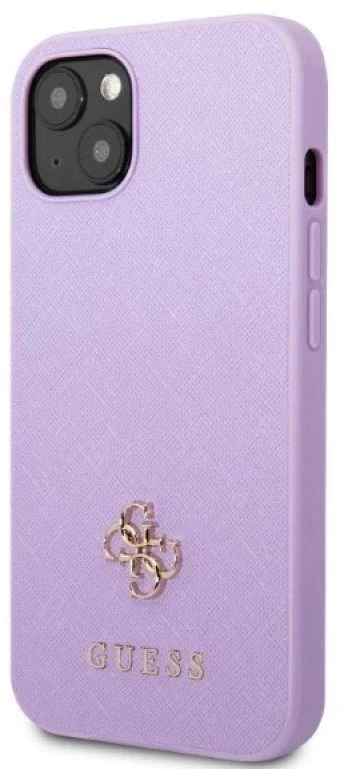 Guess GUHCP13SPS4MU iPhone 13 mini 5,4″ violetinės spalvos kietas dėklas Saffiano 4G Small Metal Logo