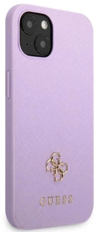 Guess GUHCP13SPS4MU iPhone 13 mini 5,4″ violetinės spalvos kietas dėklas Saffiano 4G Small Metal Logo