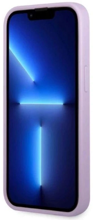 Guess GUHCP13SPS4MU iPhone 13 mini 5,4″ violetinės spalvos kietas dėklas Saffiano 4G Small Metal Logo