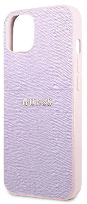 Dėklas Guess GUHCP13SPSASBPU Apple iPhone 13 mini 5,4″ violetinės spalvos Saffiano Hot Stamp & Metal Logo