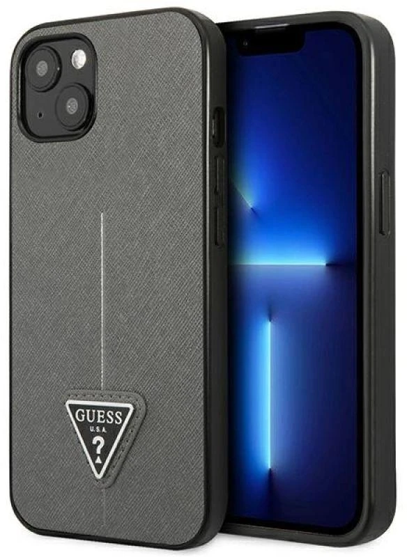 Dėklas GUESS GUHCP13SPSATLG IPHONE 13 MINI 5.4 "Sidabrinis/Sidabrinis HARDCASE SAFFIANOTRIANGLE LOGO