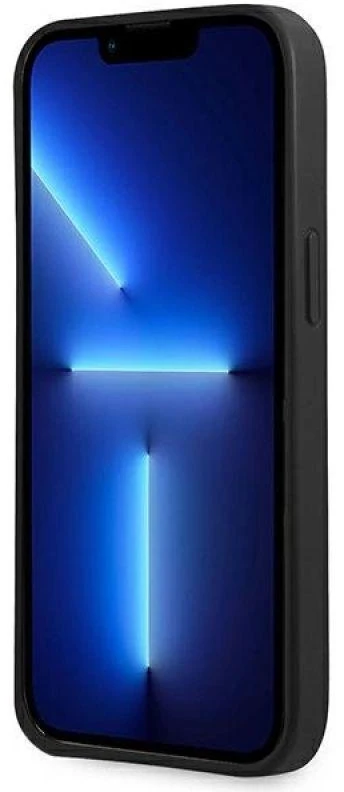 Guess GUHCP13SPSATLK Apple iPhone 13 mini 5,4″ juodos spalvos kietas dėklas SaffianoTriangle Logo