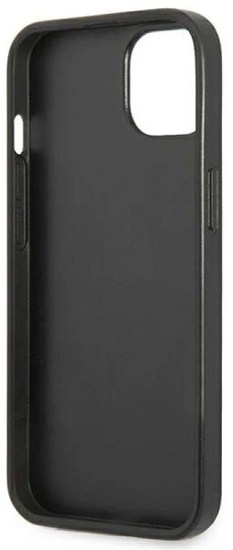 Guess GUHCP13SPSATLK Apple iPhone 13 mini 5,4″ juodos spalvos kietas dėklas SaffianoTriangle Logo