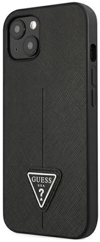 Guess GUHCP13SPSATLK Apple iPhone 13 mini 5,4″ juodos spalvos kietas dėklas SaffianoTriangle Logo