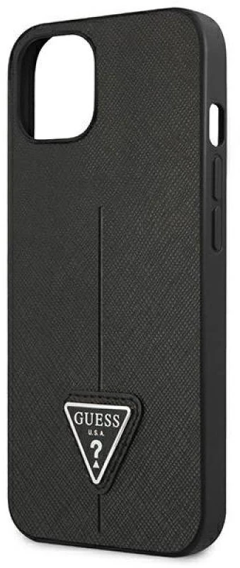 Guess GUHCP13SPSATLK Apple iPhone 13 mini 5,4″ juodos spalvos kietas dėklas SaffianoTriangle Logo