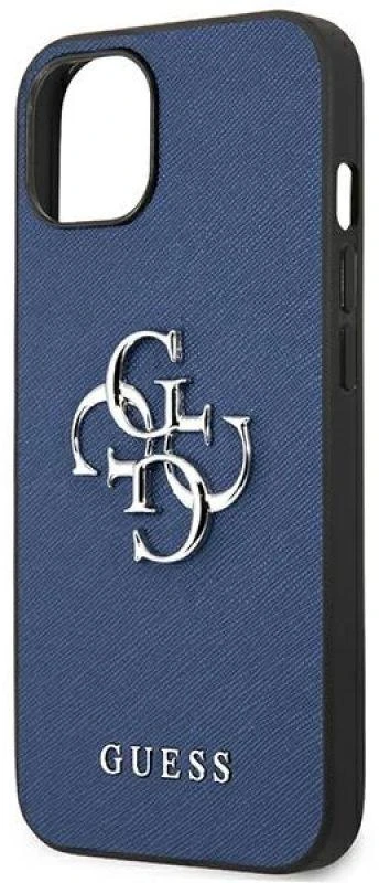 Guess GUHCP13SSA4GSBL Apple iPhone 13 mini 5,4″ mėlynas kietas dėklas Saffiano 4G Metal Logo