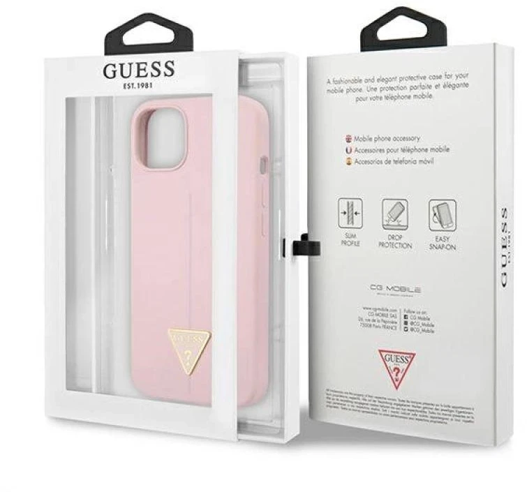 Guess GUHCP13SSLTGU Apple iPhone 13 mini 5,4″ violetinės spalvos kietas dėklas Silicone Triangle