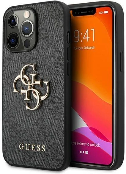 Apple iPhone 13 Pro Max 6,7″ Guess dėklas 4G Big Metal Logo GUHCP13X4GMGGR pilkas