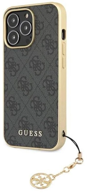 Guess GUHCP13XGF4GGR iPhone 13 Pro Max 6.7 quot; pilkas / pilkas kietas dėklas 4G Charms kolekcija