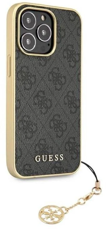 Guess GUHCP13XGF4GGR iPhone 13 Pro Max 6.7 quot; pilkas / pilkas kietas dėklas 4G Charms kolekcija