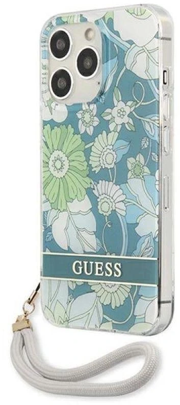 Dėklas Guess GUHCP13XHFLSN Apple iPhone 13 Pro Max 6,7″ žalios spalvos hardcase Flower Strap