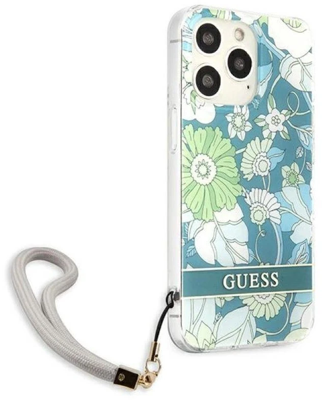 Dėklas Guess GUHCP13XHFLSN Apple iPhone 13 Pro Max 6,7″ žalios spalvos hardcase Flower Strap