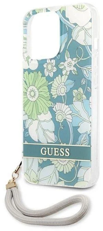 Dėklas Guess GUHCP13XHFLSN Apple iPhone 13 Pro Max 6,7″ žalios spalvos hardcase Flower Strap
