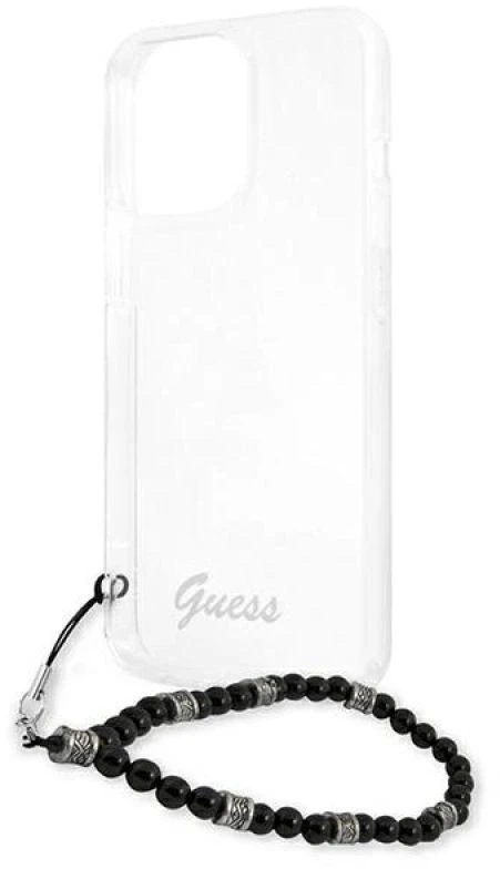 Guess GUHCP13XKPSBK Apple iPhone 13 Pro Max 6,7″ skaidrus kietas dėklas juodos spalvos Pearl