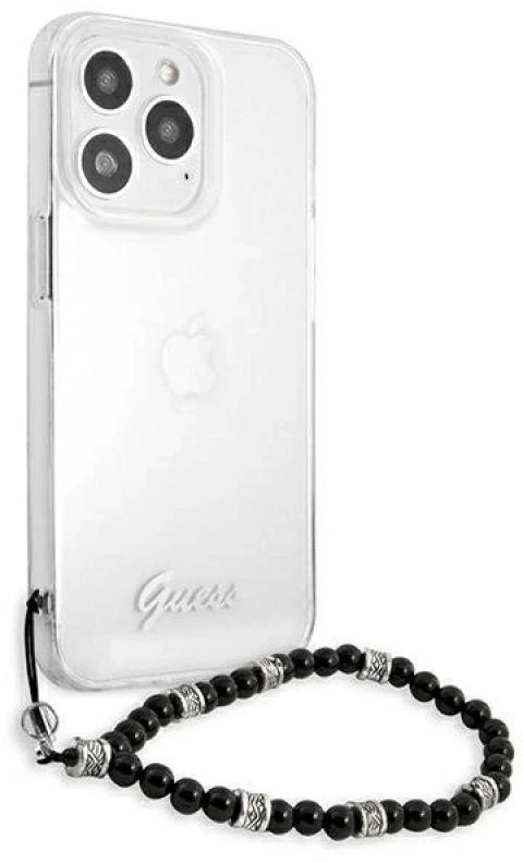 Guess GUHCP13XKPSBK Apple iPhone 13 Pro Max 6,7″ skaidrus kietas dėklas juodos spalvos Pearl