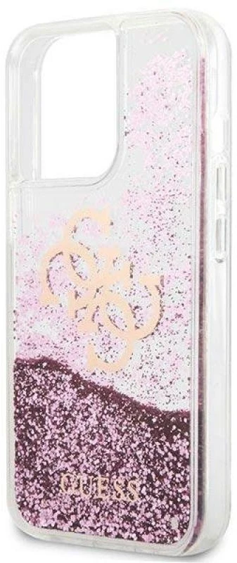 Guess GUHCP13XLG4GPI Apple iPhone 13 Pro Max 6,7″ rožinės spalvos kietas dėklas 4G Big Liquid Glitter