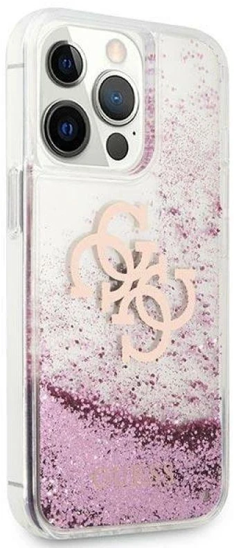Guess GUHCP13XLG4GPI Apple iPhone 13 Pro Max 6,7″ rožinės spalvos kietas dėklas 4G Big Liquid Glitter