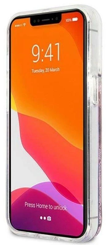 Guess GUHCP13XLG4GPI Apple iPhone 13 Pro Max 6,7″ rožinės spalvos kietas dėklas 4G Big Liquid Glitter