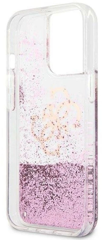 Guess GUHCP13XLG4GPI Apple iPhone 13 Pro Max 6,7″ rožinės spalvos kietas dėklas 4G Big Liquid Glitter