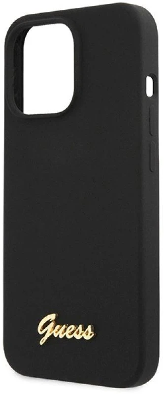 Dėklas Guess GUHCP13XLSLMGBK Apple iPhone 13 Pro Max 6.7″ juodos spalvos hardc ase Silicone Script Gold Logo