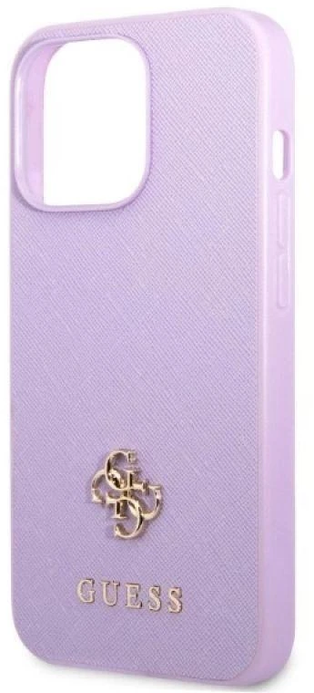 Guess GUHCP13XPS4MU Apple iPhone 13 Pro Max 6,7″ violetinės spalvos kietas dėklas Saffiano 4G Small Metal Logo