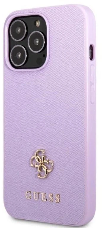 Guess GUHCP13XPS4MU Apple iPhone 13 Pro Max 6,7″ violetinės spalvos kietas dėklas Saffiano 4G Small Metal Logo